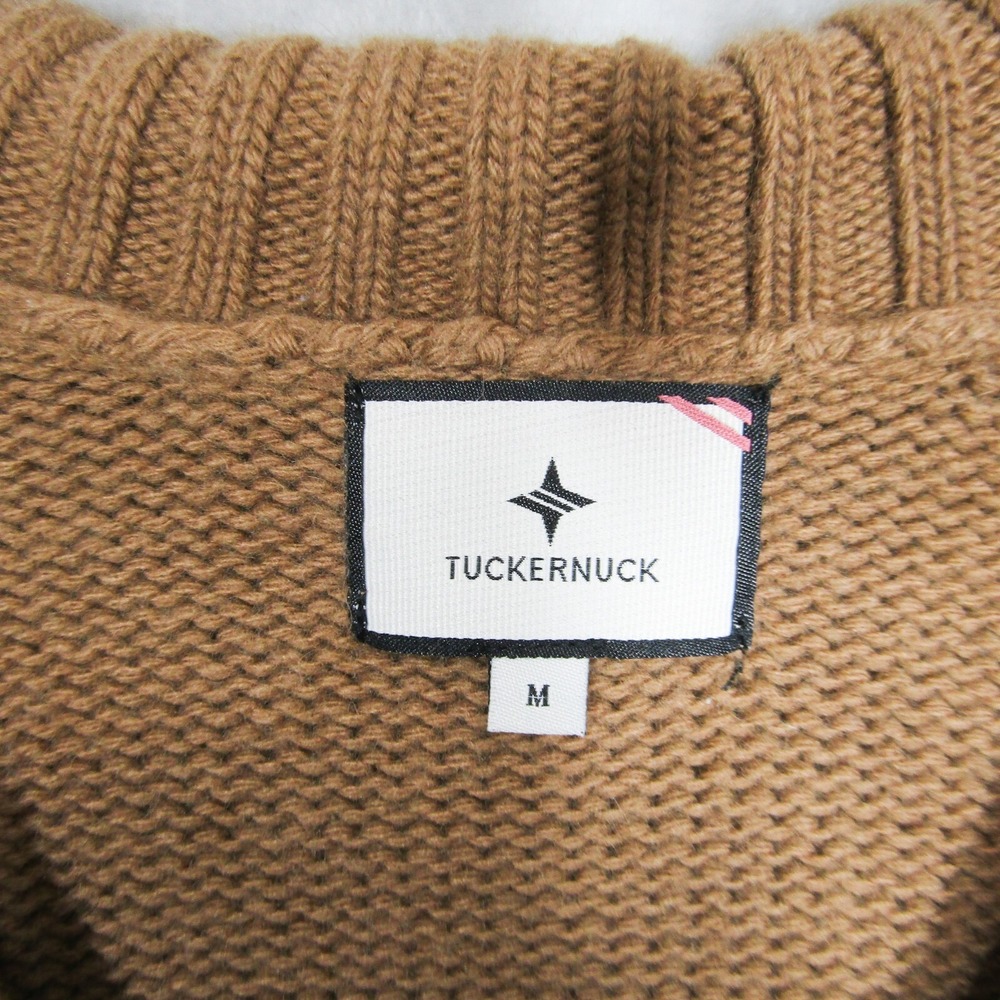 Tuckernuck Sweater Womens Medium V Neck Camel Collar Popover Oversized Tan - Picture 6 of 11